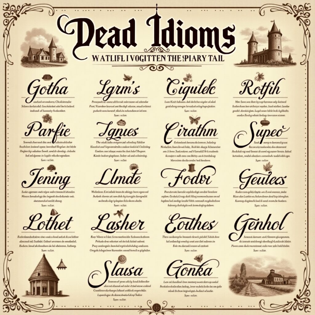 20 Dead Idioms and Their Forgotten Meanings 3 Flux Dev A vintageinspired intricately illustrated poster feat 1