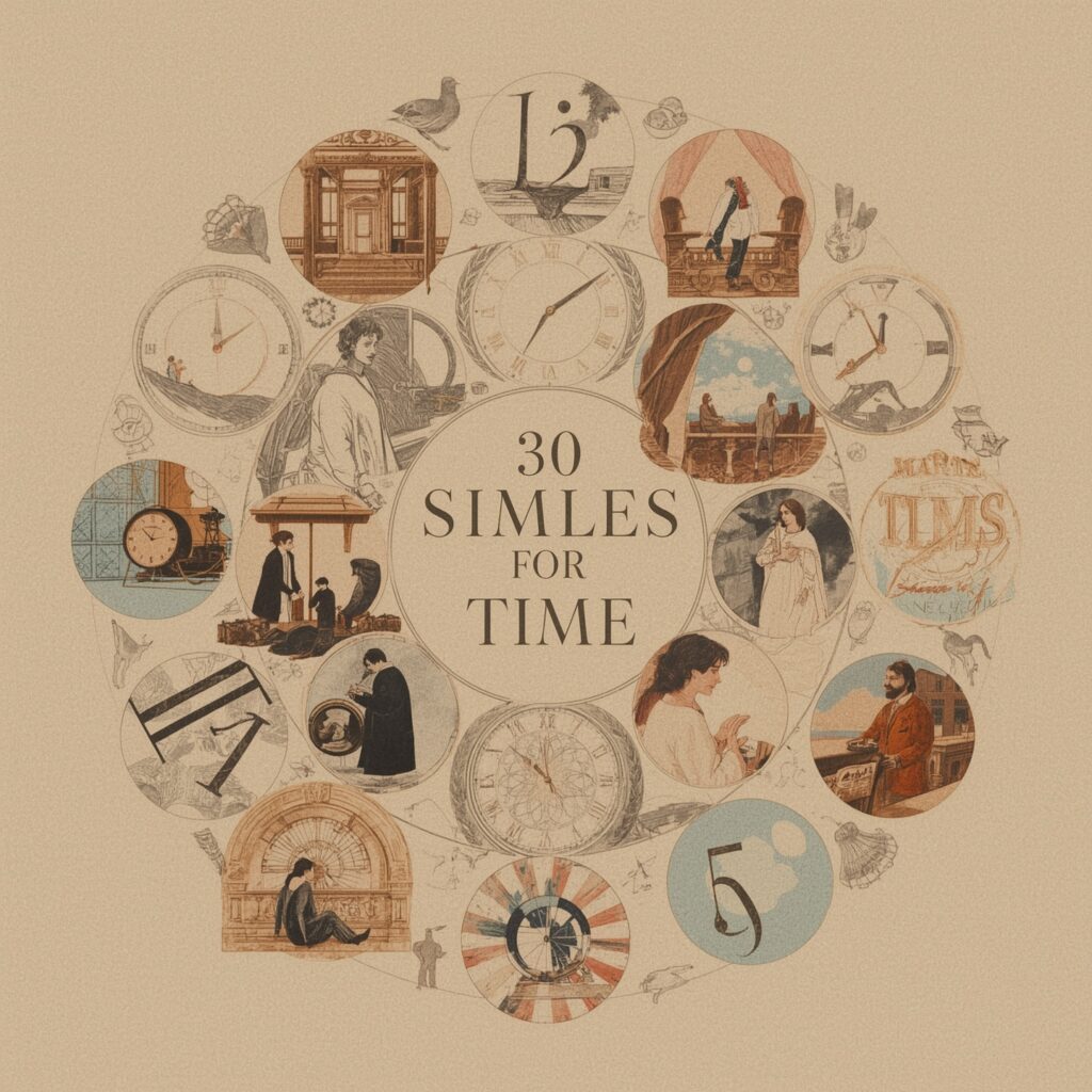 30 Similes for Time 2 Lucid Realism A whimsical illustration featuring 30 similes fo 2