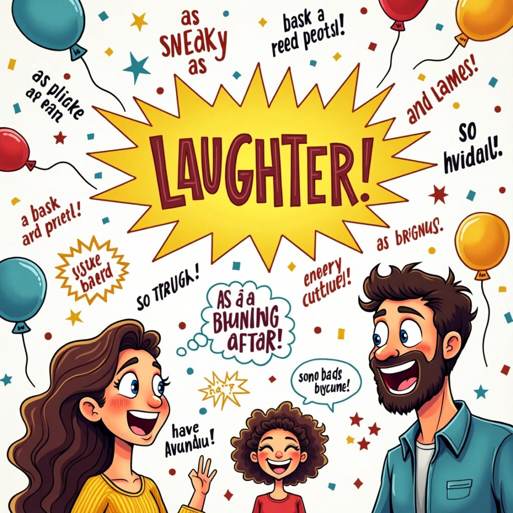 30 Funny Similes to Spark Laughter 3 Flux Dev A vibrant and playful illustration of a whimsical sce 3 1