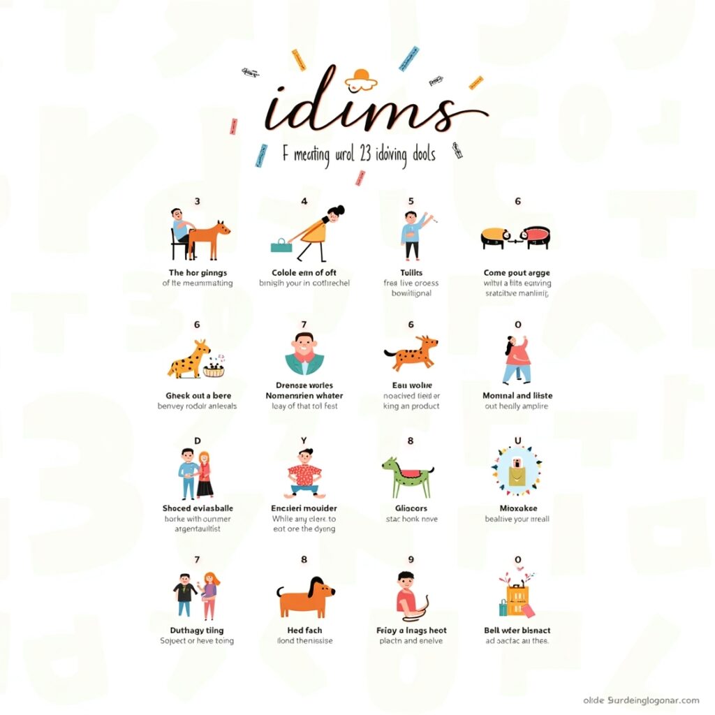 23 Idioms for Simple 2 Flux Dev A whimsical illustration showcasing 23 idioms each vi 0