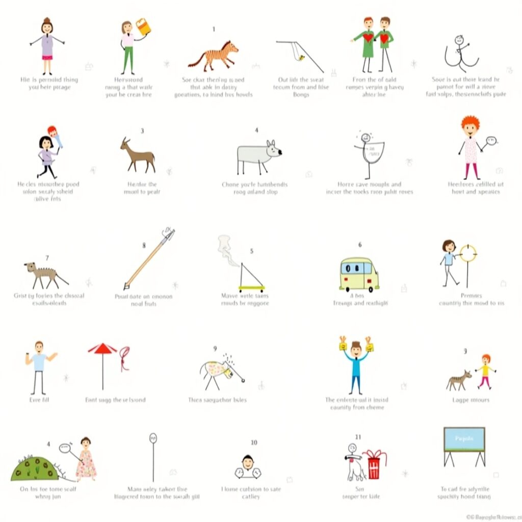 23 Idioms for Simple 3 Flux Dev A whimsical illustration showcasing 23 idioms each vi 3