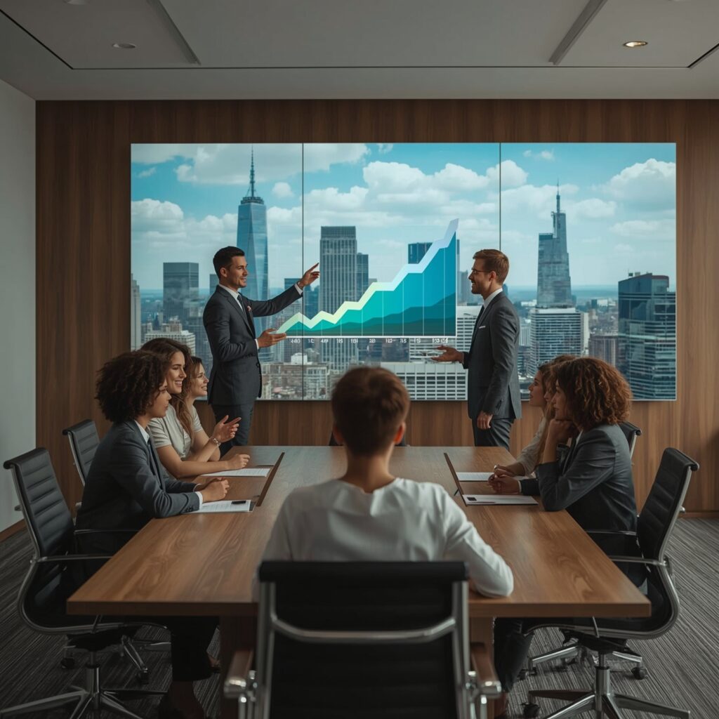 Exploring OnPressCapital: Empowering Growth Through Smart Investments 3 Lucid Realism A stately modern conference room with sleek poli 3