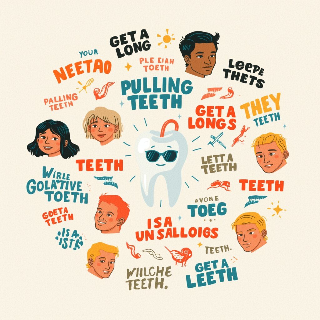 30 Idioms About Teeth 3 Lucid Realism A whimsical illustration featuring thirty idioms 3