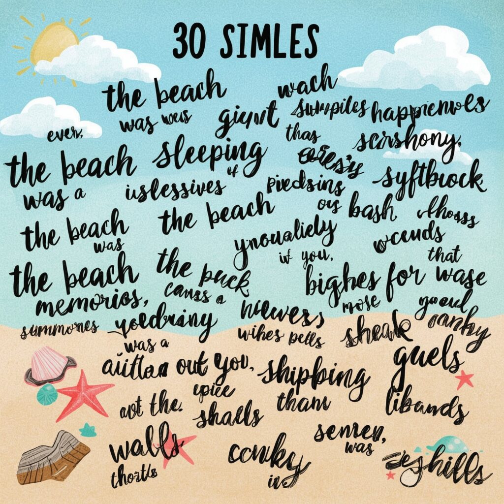 30 Similes for The Beach 3 Lucid Realism A whimsical illustration of 30 similes for the b 3