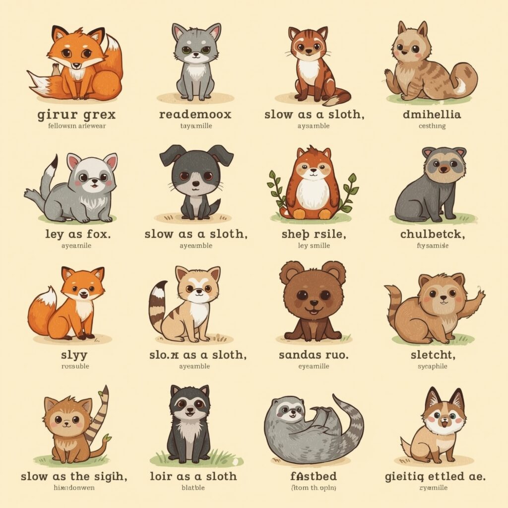 30 Similes for Animals 3 Lucid Realism A whimsical illustration of thirty animals each 1