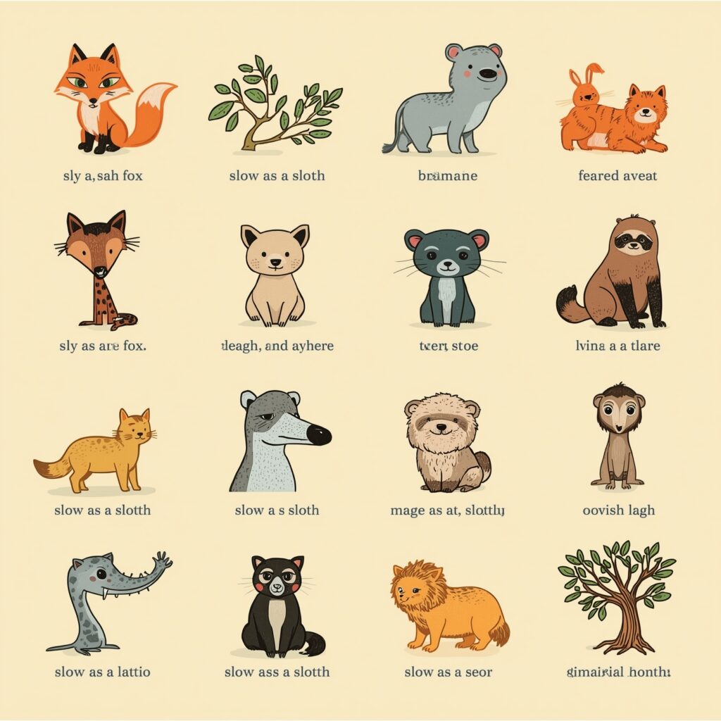 30 Similes for Animals 2 Lucid Realism A whimsical illustration of thirty animals each 2