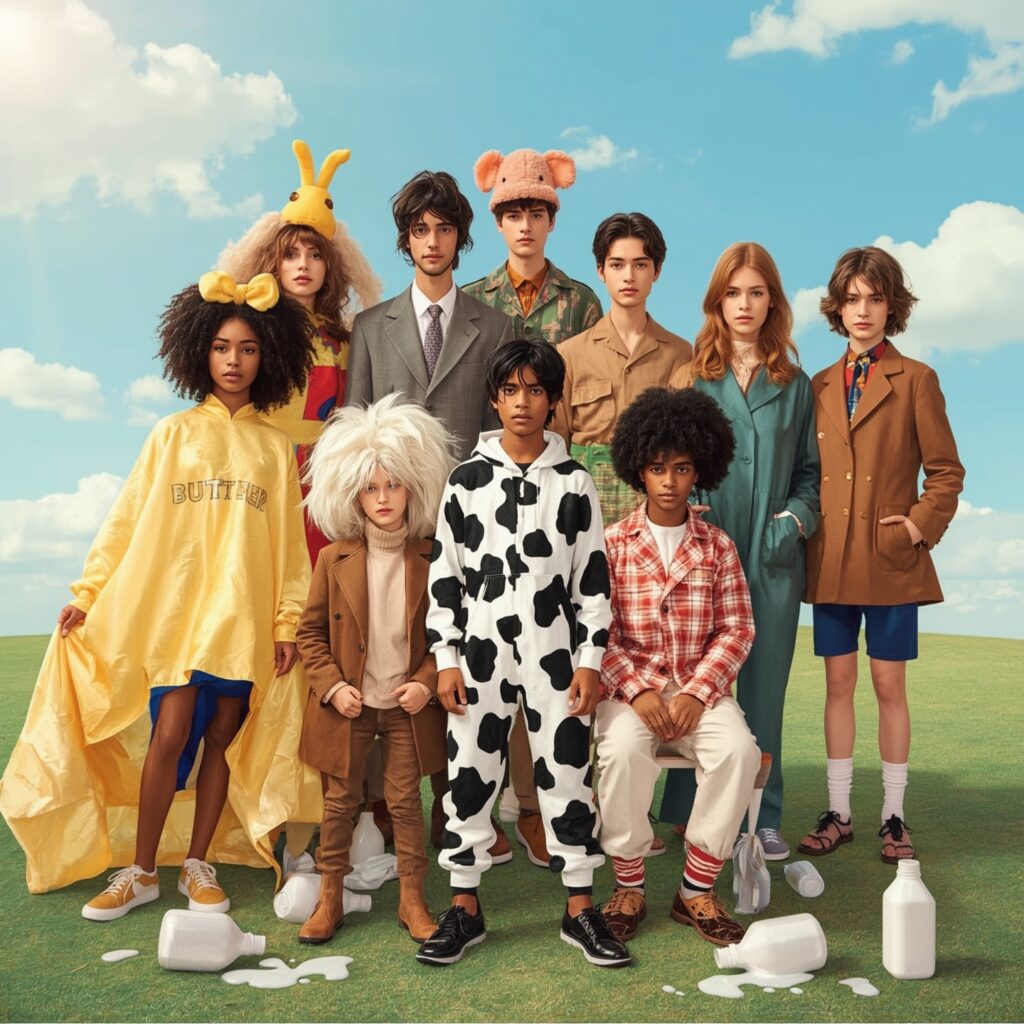 Dressing Up Language: Idiom-Inspired Costumes 3 Lucid Realism A whimsical vibrant illustration of people dress 3 1